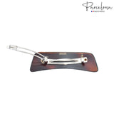 Parcelona French Curved Rectangle Brown Large 3 1/2” Hair Clip Barrette