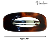 Parcelona French Elipse Tortoise Brown Shell Celluloid Pony Hair Clip Barrette