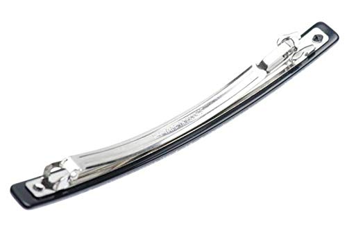 French Amie Glittery Long Skinny Silver Large Handmade Cellulose Hair Barrette