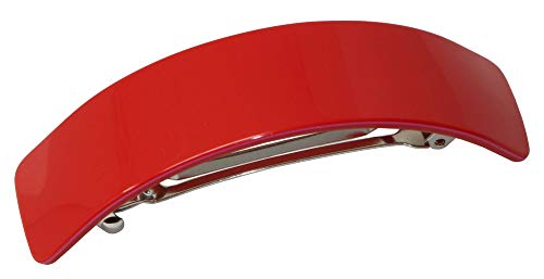 French Amie Curved Fuschia Red Large 3 ¾” Handmade Celluloid Hair Clip Barrette