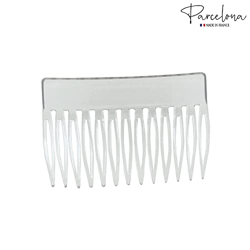Parcelona French Bold Edge Clear Small Celluloid 13 Teeth Side Hair Combs- 2Pcs