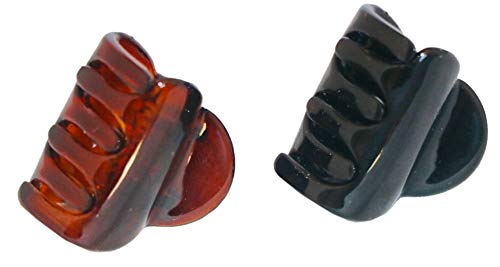 Parcelona French Duo Plain Shell And Black Cellulose Set of 2 Mini Hair Claws