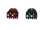 Parcelona French Little Belle With Crystals Shell And Black Mini Hair Claws