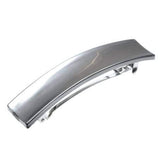 Parcelona French Shiny Rectangle Silver Large Automatic Hair Clip Barrette