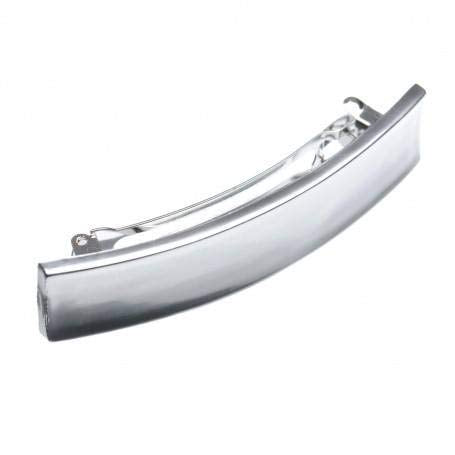 Parcelona French Shiny Rectangle Silver Large Automatic Hair Clip Barrette