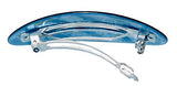 French Amie Oval Striped Flower Blue Handmade Strong Grip Hair Clip Barrette