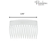 Parcelona French Bold Edge Clear Small Celluloid 13 Teeth Side Hair Combs- 2Pcs