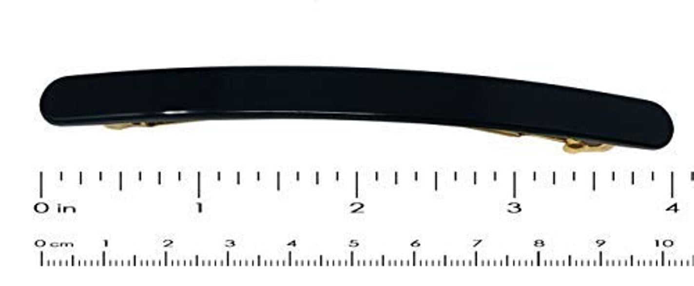French Amie Skinny Lean Black Rounded Edges Handmade Hair Clip Barrette