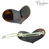 Parcelona French Glossy Heart Shell Large Hair Clip Barrette for Women & Girls