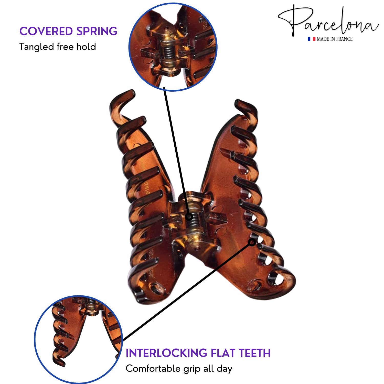 Parcelona France Skinny Boss Hair Claw 2 1/4" Small Jaw Hair Clips for Women