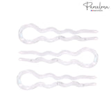 Parcelona French Slick Medium Celluloid Acetate Wavy U Shaped Hair Pin for Women