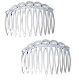 Parcelona French 2 Pieces Medium Open Curved Clear Celluloid Side Hair Combs