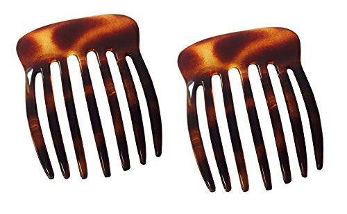 Parcelona French Seven Teeth Large 2 Pieces Celluloid Tortoise Shell Hair Comb-ebuyfashion.com-ebuyfashion.com