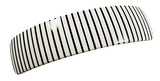 French Amie Curved White Stripe Large 3 ¾” Handmade Celluloid Hair Clip Barrette