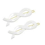 Parcelona French Infinity Ribbon Small Celluloid Hair Barrettes for Women(2 Pcs)