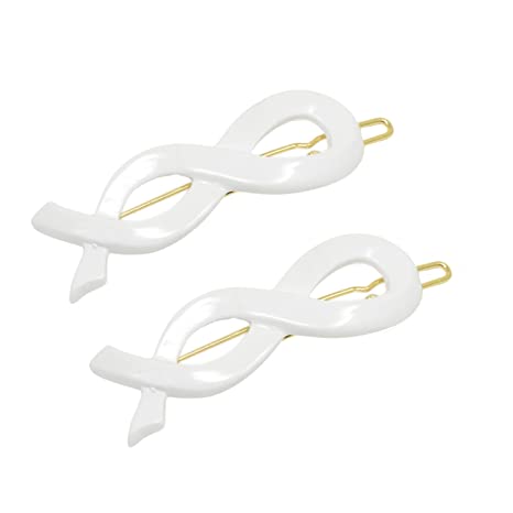 Parcelona French Infinity Ribbon Small Celluloid Hair Barrettes for Women(2 Pcs)