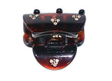Parcelona French Trio Crystals Shell Celluloid Covered Spring Small Hair Claw