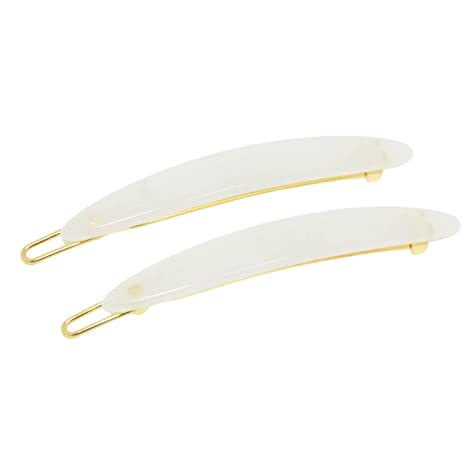 French Amie Narrow Oblong Small Set of 2 Hair Slide-in Barrette Clips
