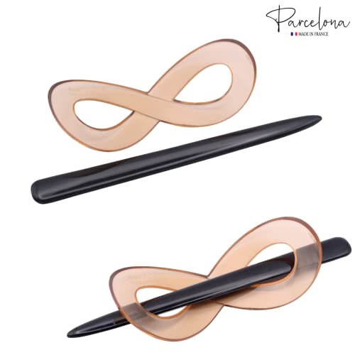 Parcelona French Infinity Medium Cellulose Hair Slider Bun Cover for Women