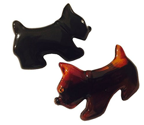 Parcelona French Dog Small Celluloid Black N Shell Brown Hair Clip Barrette-ebuyfashion.com-ebuyfashion.com