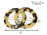 French Amie Twin Round White Tokyo  Side Slide Hair Clip Barrette