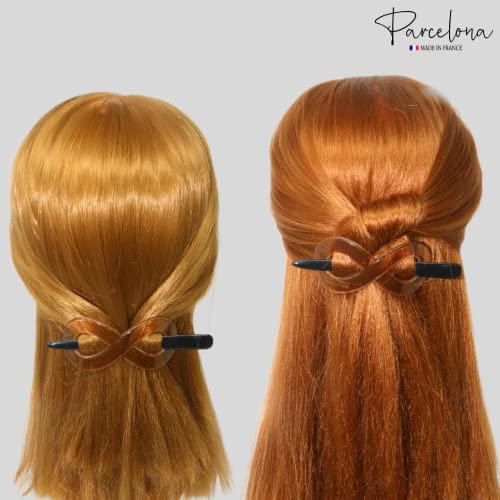 Parcelona French Infinity Medium Cellulose Hair Slider Bun Cover for Women
