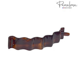 Parcelona French Crinkled Tortoise Shell Large Non Metal Hair Clip Barrette