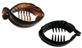 Parcelona French Snapper Small Set of 2 Shell N Black Celluloid Fish Banana Clip