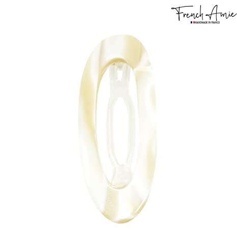 French Amie Oval Cut Out Small Handmade Cellulose Snap Hair Barrette for Women