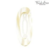 French Amie Oval Cut Out Small Handmade Celluloid Snap Hair Barrette for Women