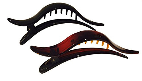 Parcelona French Brill Beak Large Black N Tortoise Side Slide Hair Clip 2 pcs-ebuyfashion.com-ebuyfashion.com