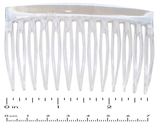 Parcelona French Oval Cut 13 Teeth Clear Cellulose Set of 4 Side Hair Combs