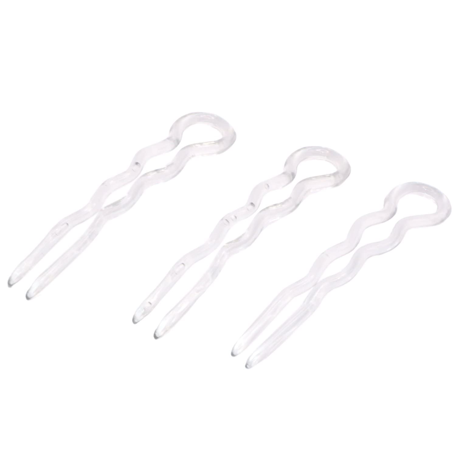 Parcelona French Slick Medium Celluloid Acetate Wavy U Shaped Hair Pin for Women