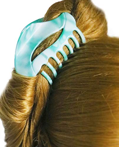 Parcelona French Swift Mint Green and White Medium Hair Claw