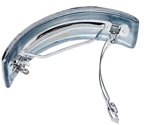 Parcelona French Streaky Black Silver Curved Strong Grip Volume Hair Clip Barrette