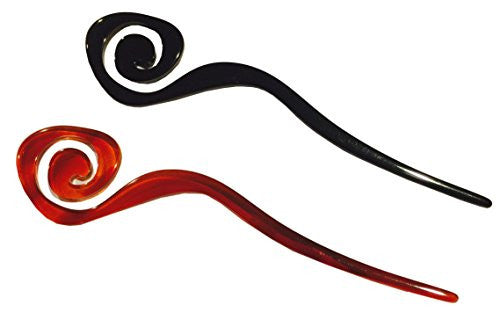 Parcelona French Swirl Cellulose Large Tortoise Shell N Black Bun Hair Pin Stick-ebuyfashion.com-ebuyfashion.com