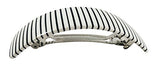 French Amie Curved White Stripe Large 3 ¾” Handmade Celluloid Hair Clip Barrette