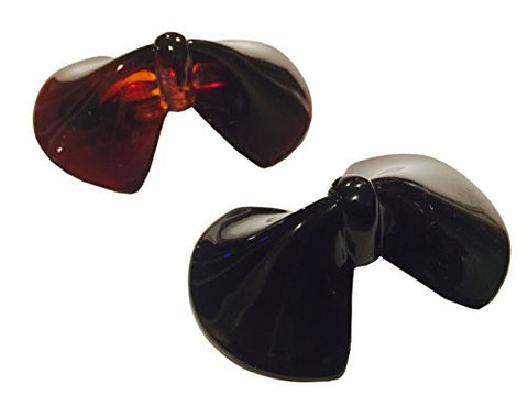 Parcelona French Cute Bow Small Celluloid Black N Brown Hair Clip Barrette-ebuyfashion.com-ebuyfashion.com