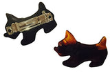 Parcelona French Dog Small Celluloid Black N Shell Brown Hair Clip Barrette-ebuyfashion.com-ebuyfashion.com
