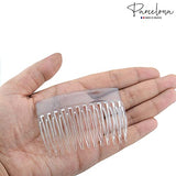 Parcelona French Bold Edge Clear Small Celluloid 13 Teeth Side Hair Combs- 2Pcs