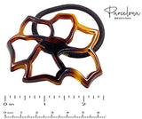 Parcelona French Floral Cut Out Tortoise Shell Brown Small 2 ½” Celluloid Flexib
