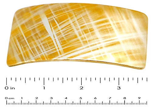 Parcelona French Mustard Touch on Golden Bar Wide Large Hair Clip Barrette