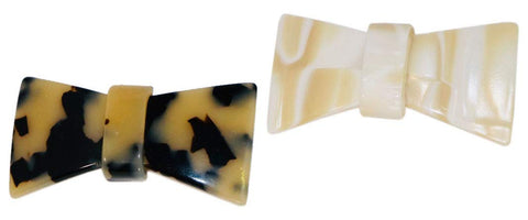 French Amie Classy Bow Cream and White Tokyo Handmade Hair Barrettes