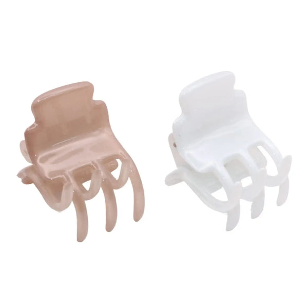 Parcelona French Glossy Square Very Small Celluloid Hair Claws for Women 2Pcs