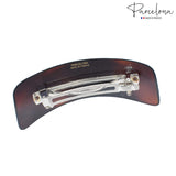 Parcelona French Curved Rectangle Brown Large 3 1/2” Hair Clip Barrette