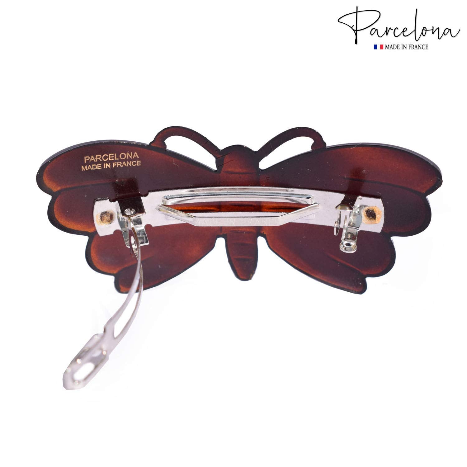 Parcelona French Cute Butterfly Shell Small Set of 2 Hair Clip Barrettes