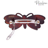 Parcelona French Cute Butterfly Shell Small Set of 2 Hair Clip Barrettes