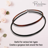 Parcelona French Skinny Black And Shell Brown Thin Hair Headbands