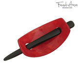 French Amie Oval Arch Handmade Red Ponytail Holder Hair Slide Bun Cover