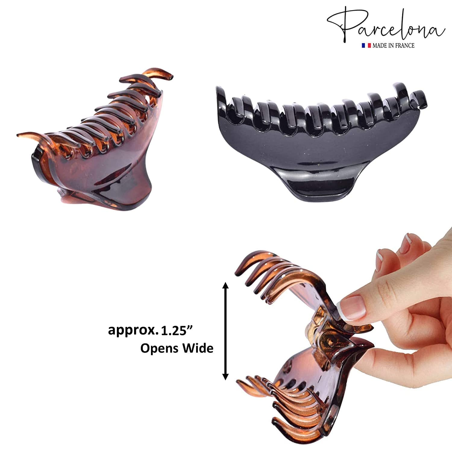 Parcelona France Skinny Boss Hair Claw 2 1/4" Small Jaw Hair Clips for Women